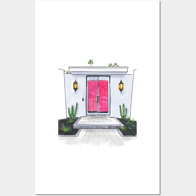 Hot Pink Palm Springs Door Wall Art by kschowe